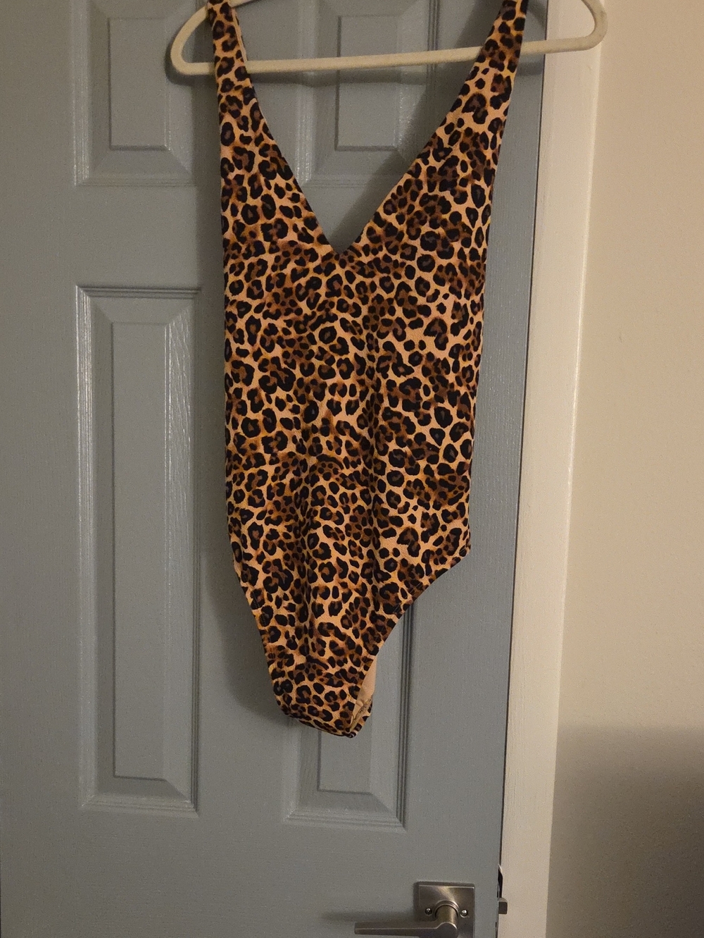 No Boundaries Leopard Print Kids One-Piece Swimsuit - Tan and Black